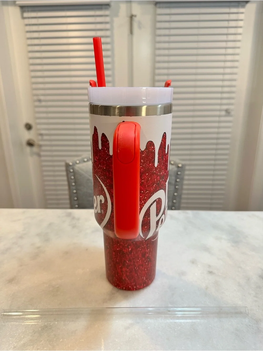 Stanley Red Dr Pepper Insulated 40 Tumbler with Handle and 2 Straws - Picture 2 of 8